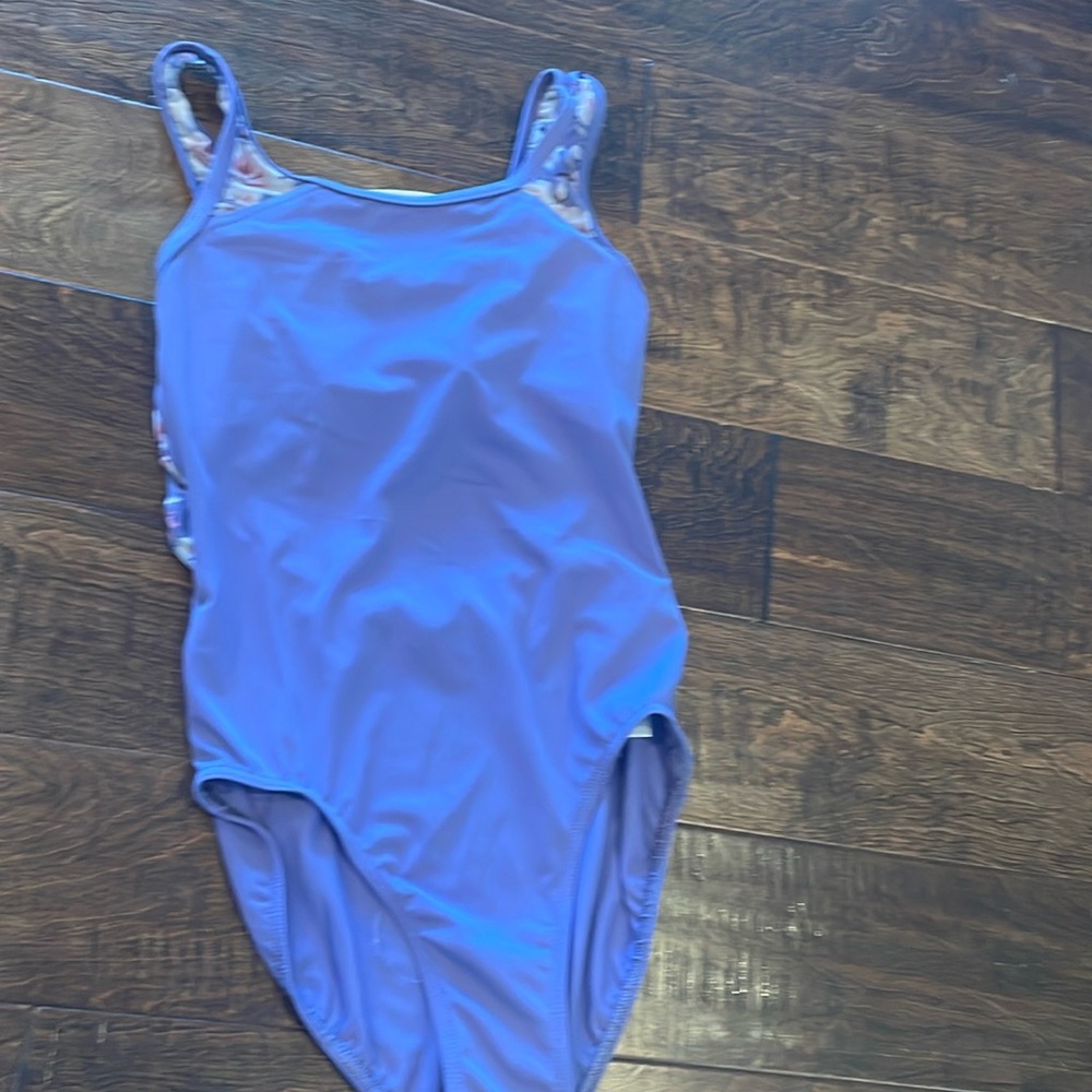 Purple and floral leotard